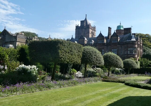 Holker Hall above its gardens
