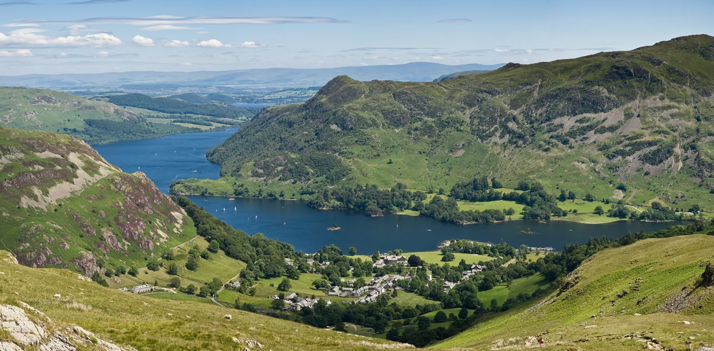 Ullswater and Glenridding from the hillside above the lake